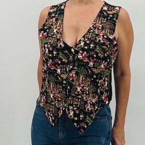 Vintage 90’s Artsy Paddington Bear In The Garden Whimsical Coastal Grandma Vest